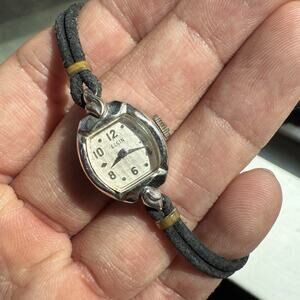 Vintage 50’s Elgin Ladies 10k RGP Gold Bezel Swiss Wind Watch for Parts/Repair